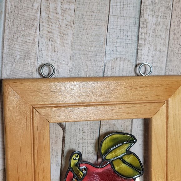 Framed Glass Window Panel - Apple w/ Worm - Open Windows, Salida, Colorado - Picture 5 of 7